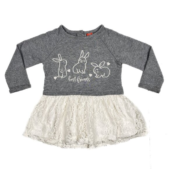 Koton Other - Koton Baby 3 Rabbits Embroidered Best Friends Fleece w/Lace Peplum 12-18 Months